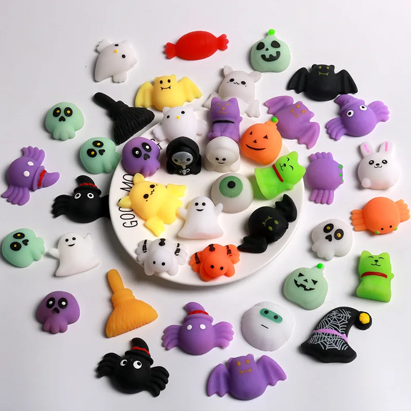 10Pc Cartoon Halloween Pumpkin Ghost Squishy Antistress Stress Toys for Kids Adult Birthday Party Favors Halloween Goodie Bag