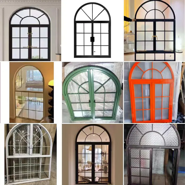 Customized curved glass window, double open window, indoor window shape, arched partition, opposite window