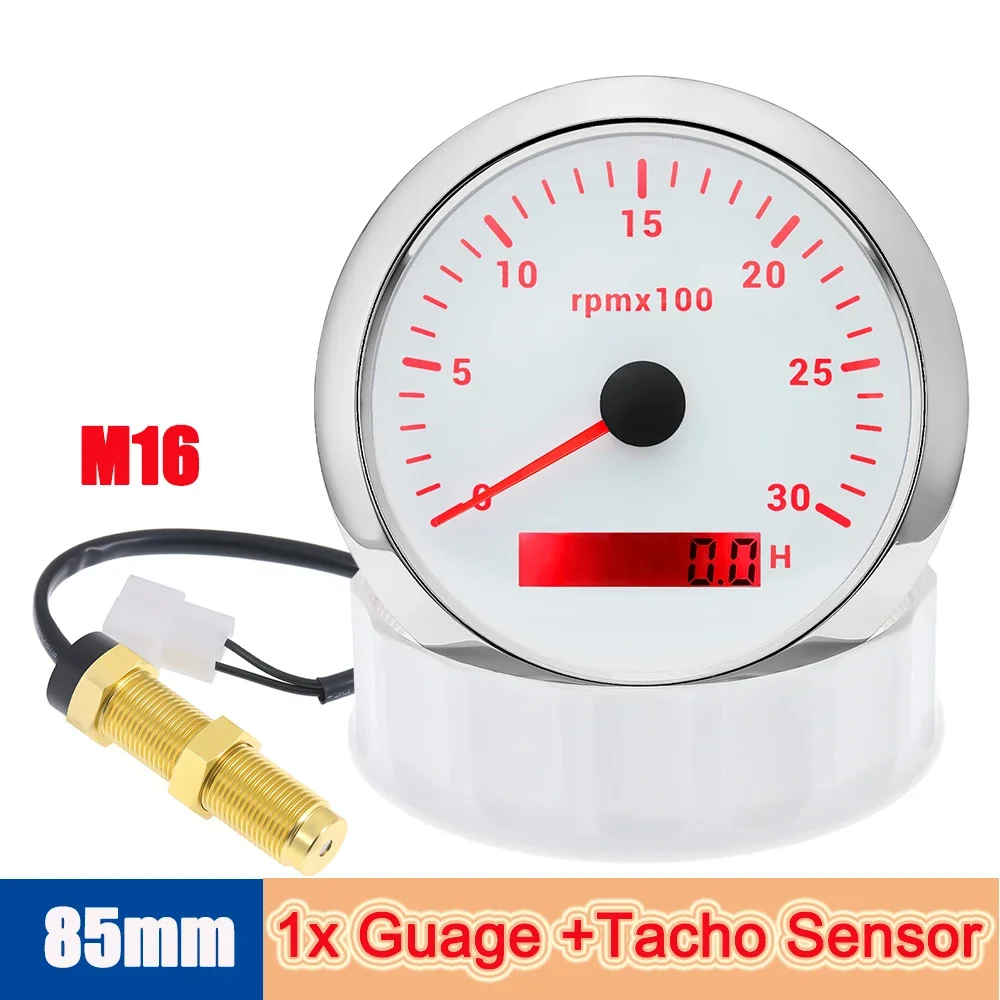 Drehzahlmesser für Auto, LKW, Boot, 85mm, 3k RPM, Geschwindigkeitsanzeige, digitaler Betriebsstundenzähler, Drehzahlsensor, 7-farbige Hintergrundbeleuchtung, 12V 24V – Detail 6