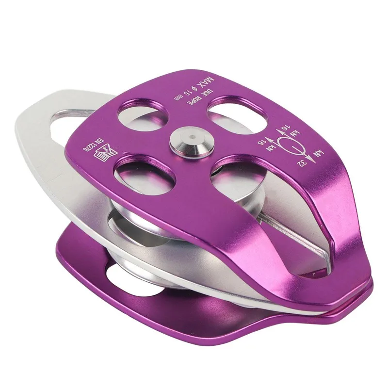 Descent pulley movable side double wheel for climbing fire rescue outdoor cable load bearing slide tool
