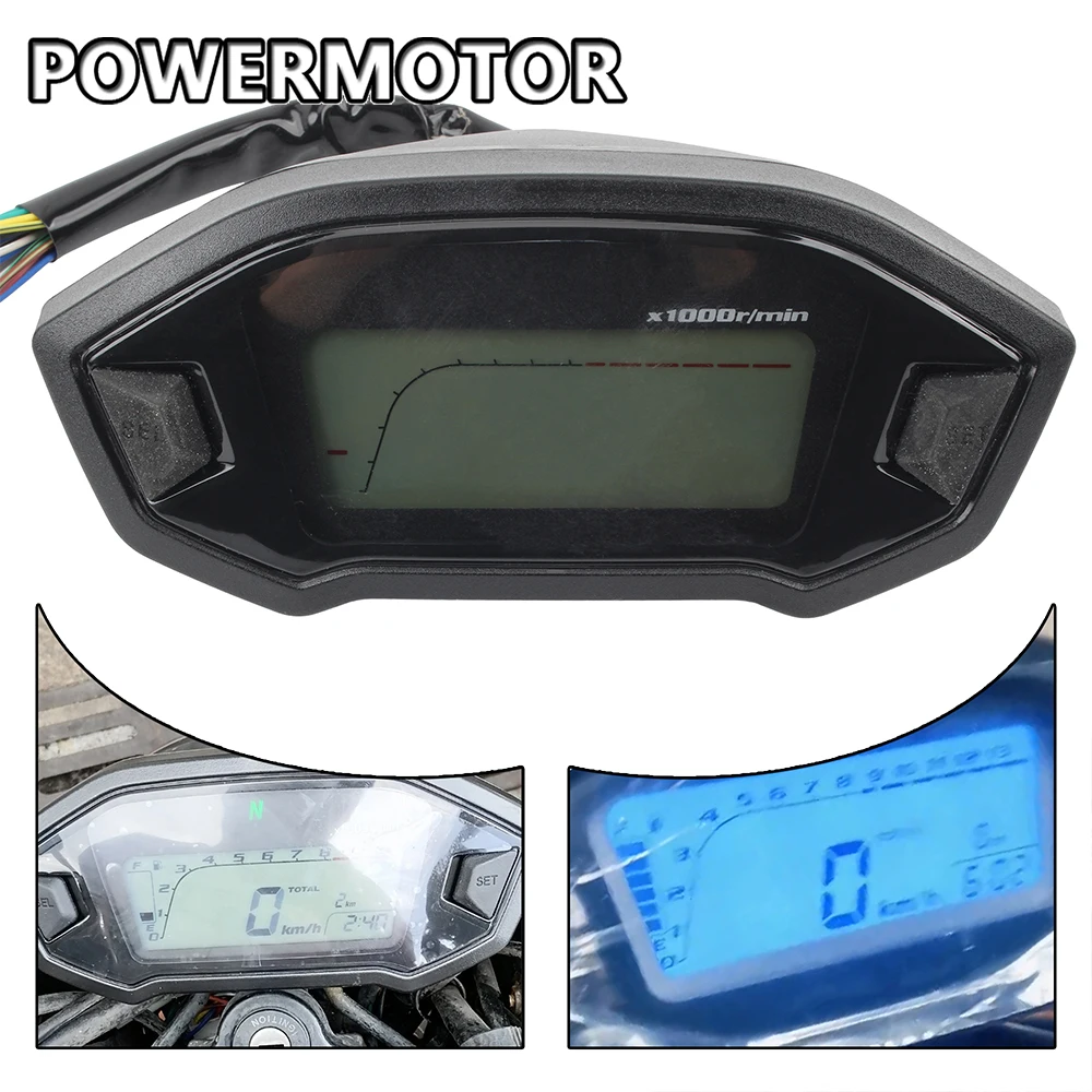 Motorradzubehör Digitaler Tachometer LCD-Display Drehzahlmesser Instrumenten-Armaturenbrett-Panel 7 Farben 10.000 U/min für 2–4 Zylinder