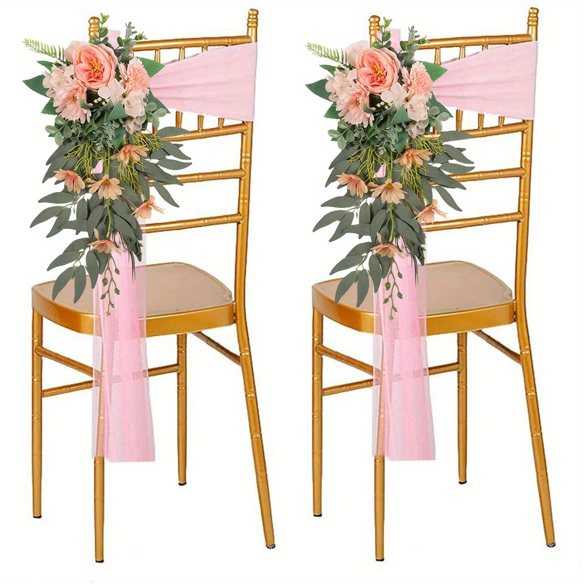 

2 件套 Wedding Chair Back Flowers, Artificial Rose Flowers, Wedding Aisle Decorations Pew Flower for Wedding Ceremony