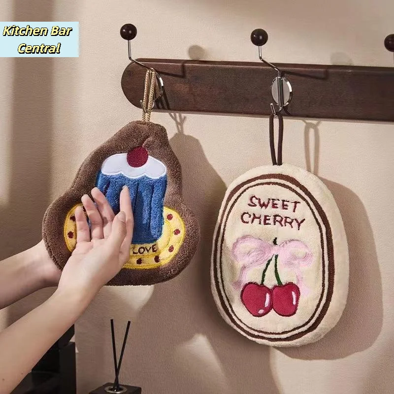 【1PC Kitchen Hand Towel Bathroom Absorbent Hand Towel Wall Hanging Cloth Thickened Handkerchief Cleaning Cloth】