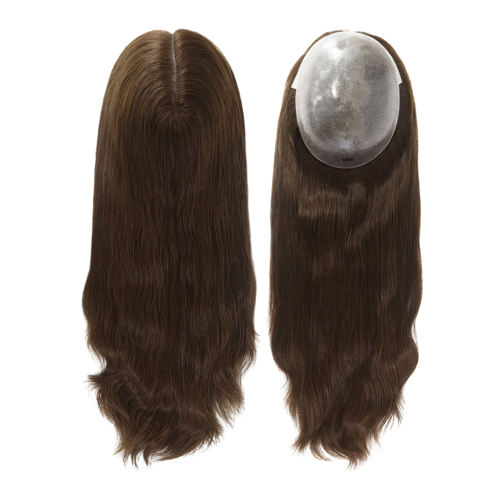 TP22- 18" dunne huid toupet voor vrouwen 7x9" polyskin Braziliaans haar menselijk haar toppers