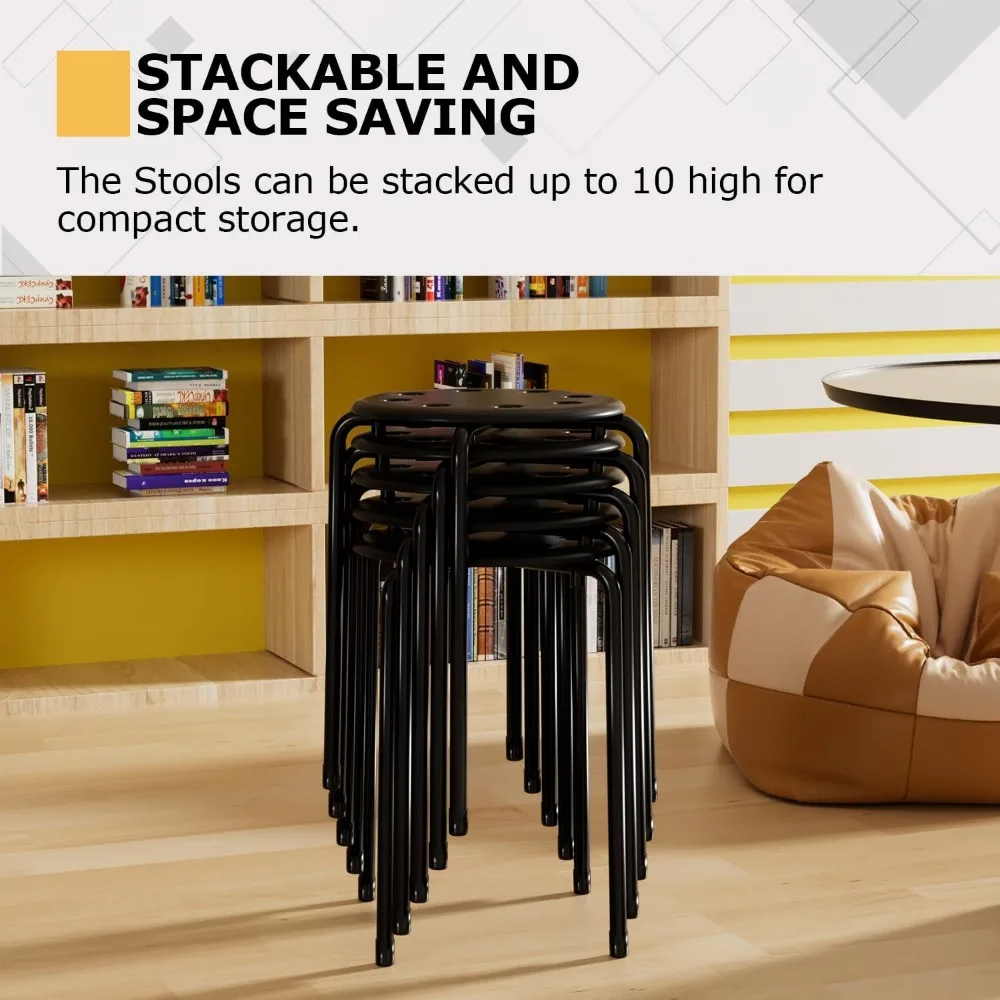 6-Piece Stacking Stools, 17.7 Inch Standard Height, Portable Stackable Decoration Stools for School Classroom