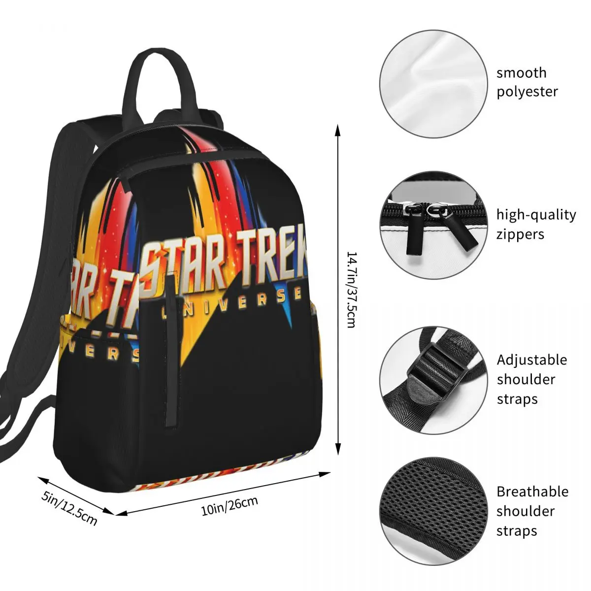 Star Treks Science Fiction TV Series _pixian_ai Backpack Student BookBag Boys Girls School Bag Computer Shoulder Bags Men Women