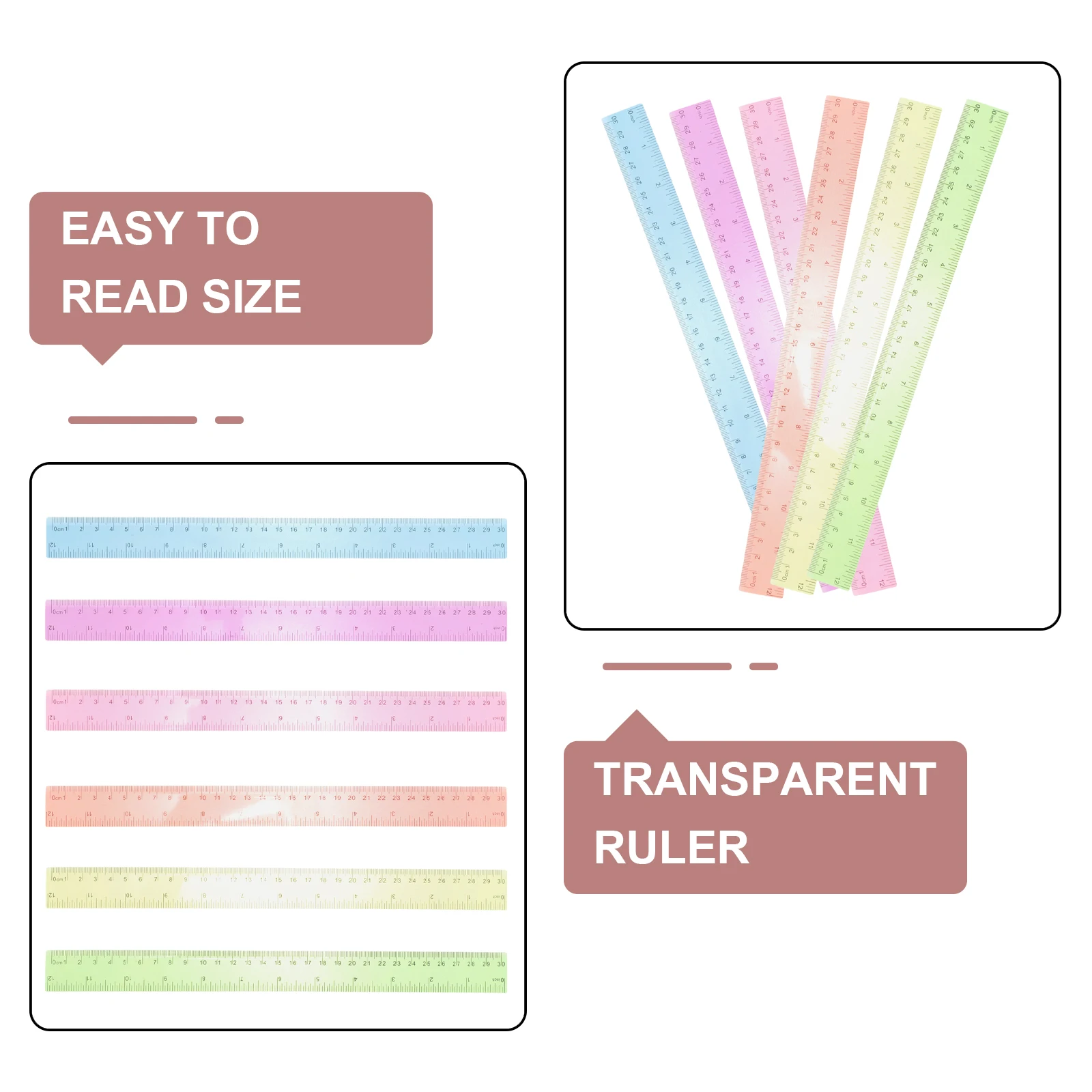 

Colorful Transparent Rulers Clear Plastic Soft Child Centimeters Inches Bulk Classroom Home Office Kids Students Measuring