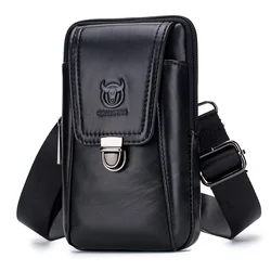 Fashion Genuine Leather Men's Waist Packs Phone Pouch Bags Waist Bag Male Small Chest Shoulder Belt Bag Small For 6.5