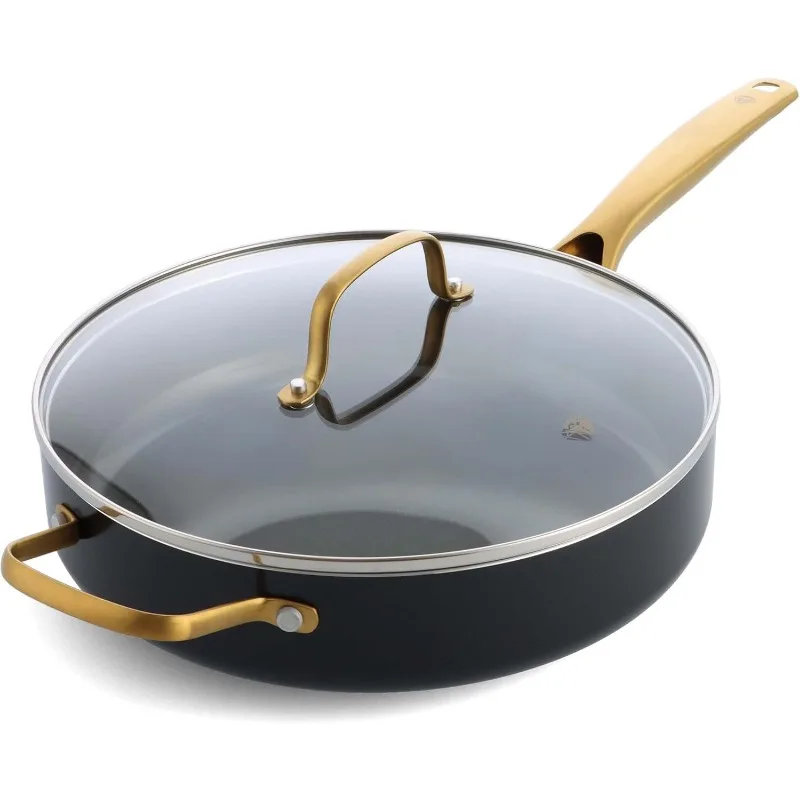 Saute Pan, Ceramic Nonstick, PFAS and PFOA-Free, Induction Suitable, Dishwasher and Oven Safe, Durable, Even Heating