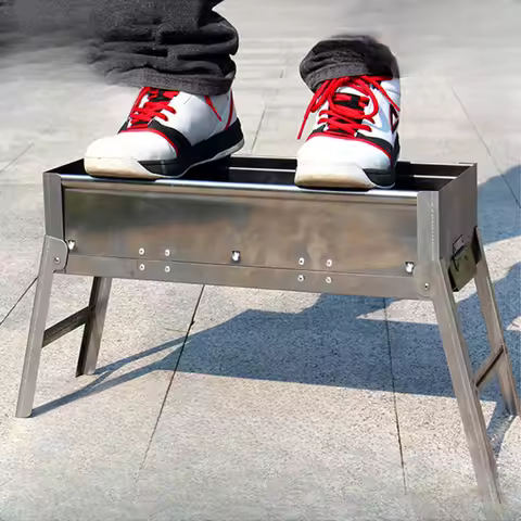 Camping Portable Outdoor Stove Barbecue Field Furniture Charcoal Fold Outdoor Stove Iron Plate Seasoning Rack Estufa Exterior