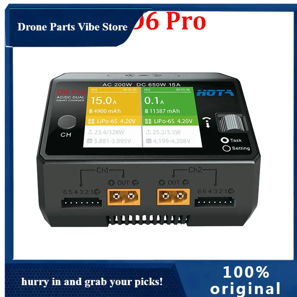 

FyHOTA D6 Pro AC 200w DC 2x325w /15a Channel Smart Battery Charger Discharger Lipo Charger For Rc Drone Spare Parts