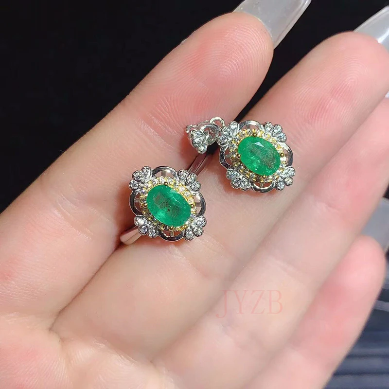 

Natural Emerald Set Women's Vintage 925 Sterling Silver Jewelry Brand Anniversary party gift Boutique jewelry