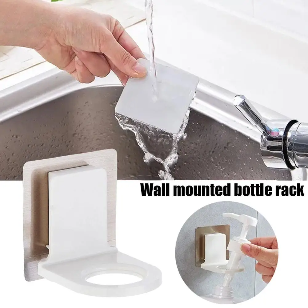 Wall Mounted Bottle Rack No Punching Traceless Self-adhesive Bathroom Wall Organizer Storage Tools Kitchen Tools Supplies C V4b4