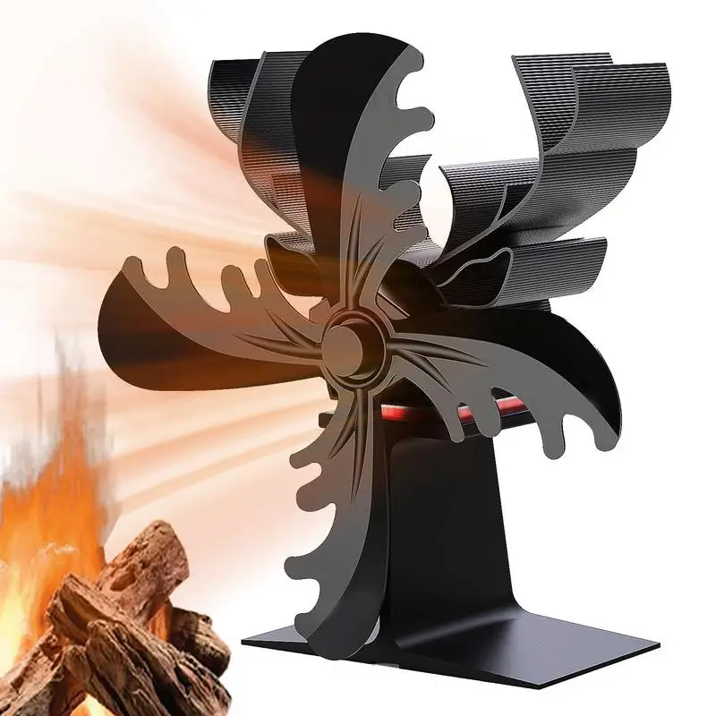 4 Leaf Wood Log Burner Fireplace Fan Heat Powered  Elk Shaped Heater Stove Fan Fireplace Blower Fan Pellet Stove Fan For Home