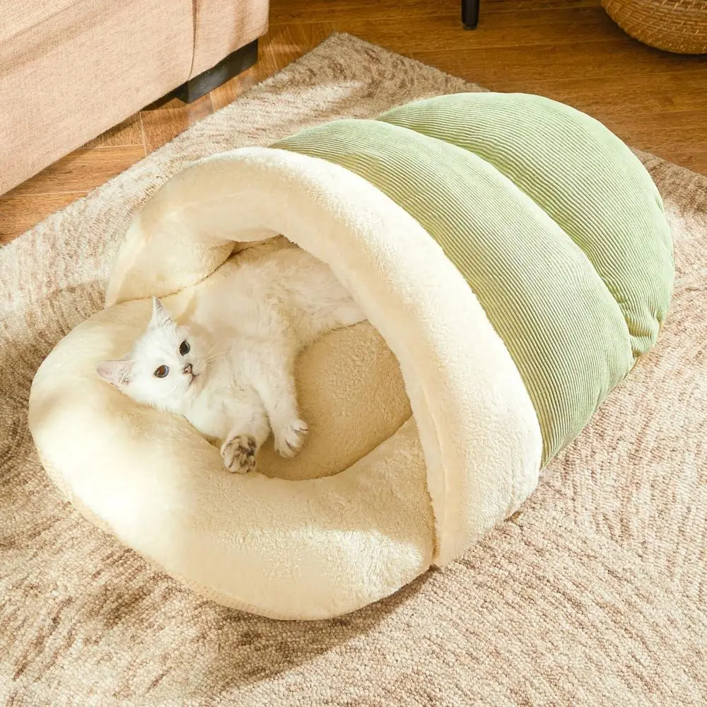 Cozy Ultra Soft Pet Bed Anti Slip Plush Slipper Cat Cave Bed Pet Supplies Self-Warming Warm Pet House Nest