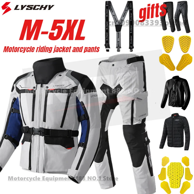 

LYSCHY Motorcycle Riding Suit Men's Winter Warm Waterproof Anti Fall Motorcycle Rider Rally Suit Four Season New Large Size
