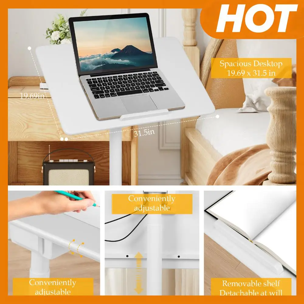 

Пневматический регулируемый по высоте передвижной стол-подставка для ноутбука, 80 см, с наклоном на 90 градусов, для дома, офиса, учебных классов