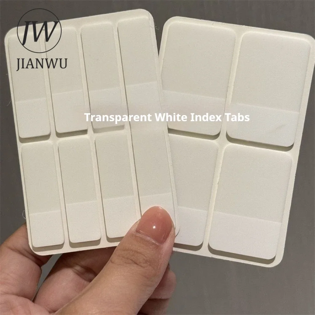 JIANWU 5 Pcs/set White Transparent Square Material Collage Index Sticker Creative DIY Journal Student Supplies Stationery
