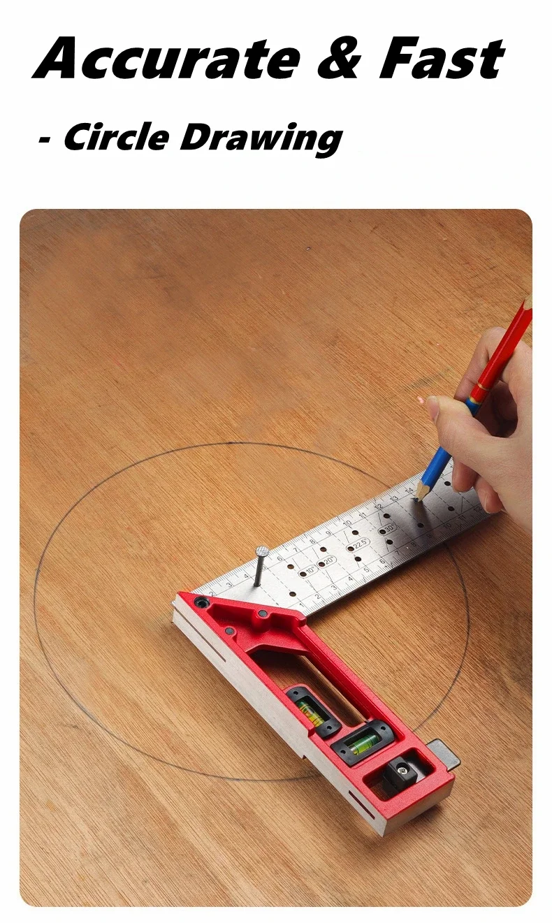 Quick-Positioning Woodworking Angle Ruler Level Metal Carpentry Right Angle Ruler Stainless Steel Multi-Angle Measuring Tool - view 3