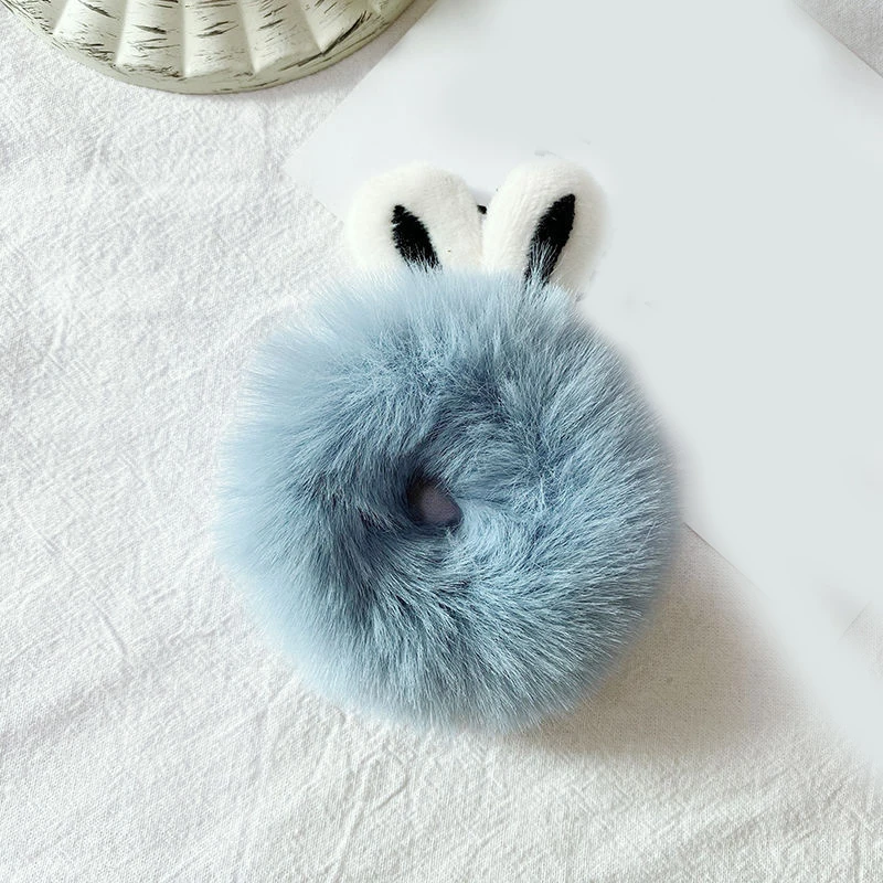 1Pcs Plush Hair Rope Imitation Rabbit Fur Elastic Hair Band Candy Color Scrunchies Soft Warm Rubber Band Cute Hair Accessories