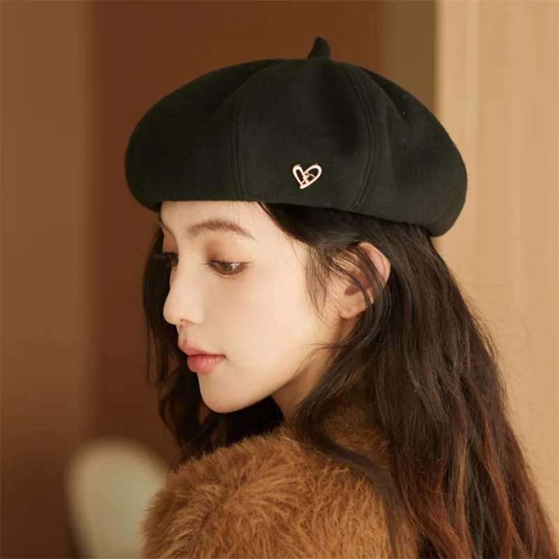 

Japanese-style women's big-head beret for spring and autumn Korean retro all-match face-slimming hat online celebrity octagonal