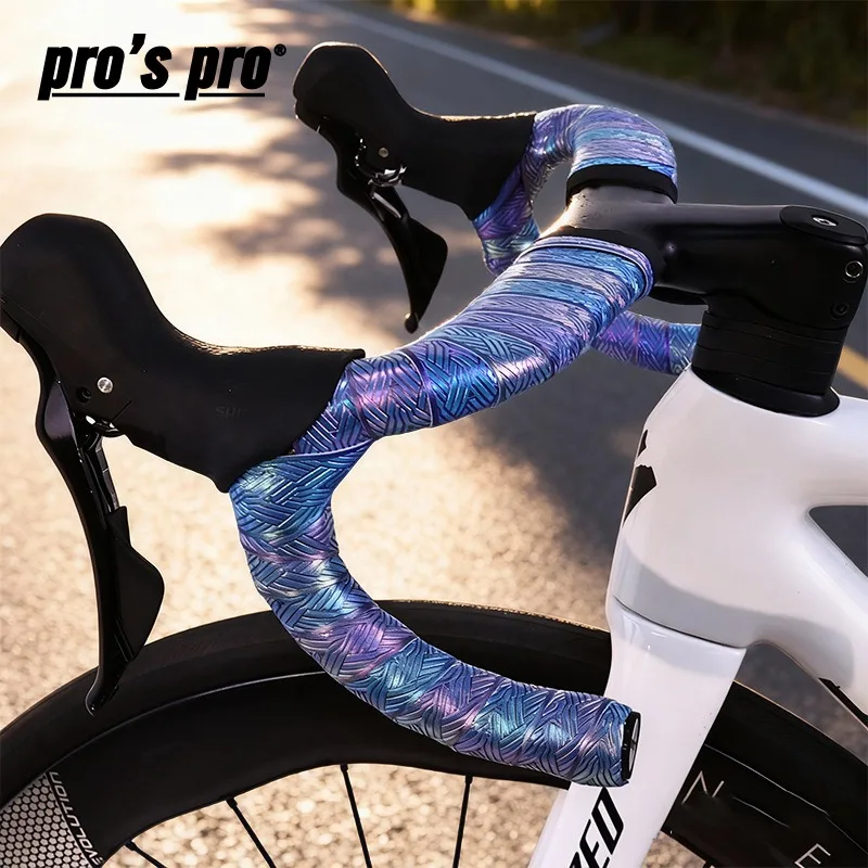 

Road Bike Handlebar Tape PU Leather with EVA Foam Iridescent Color Anti Slip Shock Absorption Sweat Absorbent Breathable