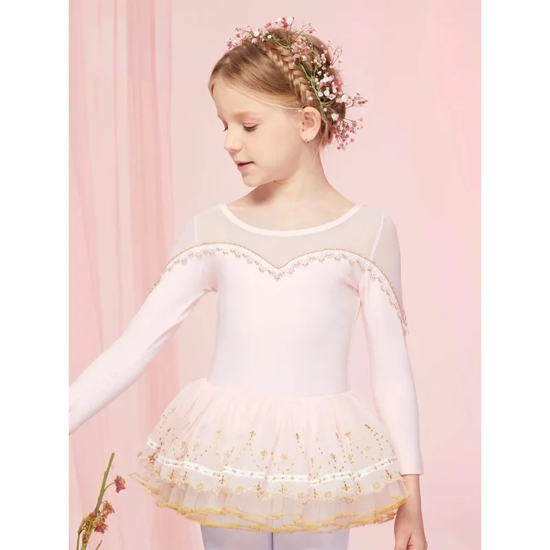 

Детская танцевальная одежда для девочек, осенняя детская тренировочная одежда с длинными рукавами, балетная юбка для китайских танцев для девочек