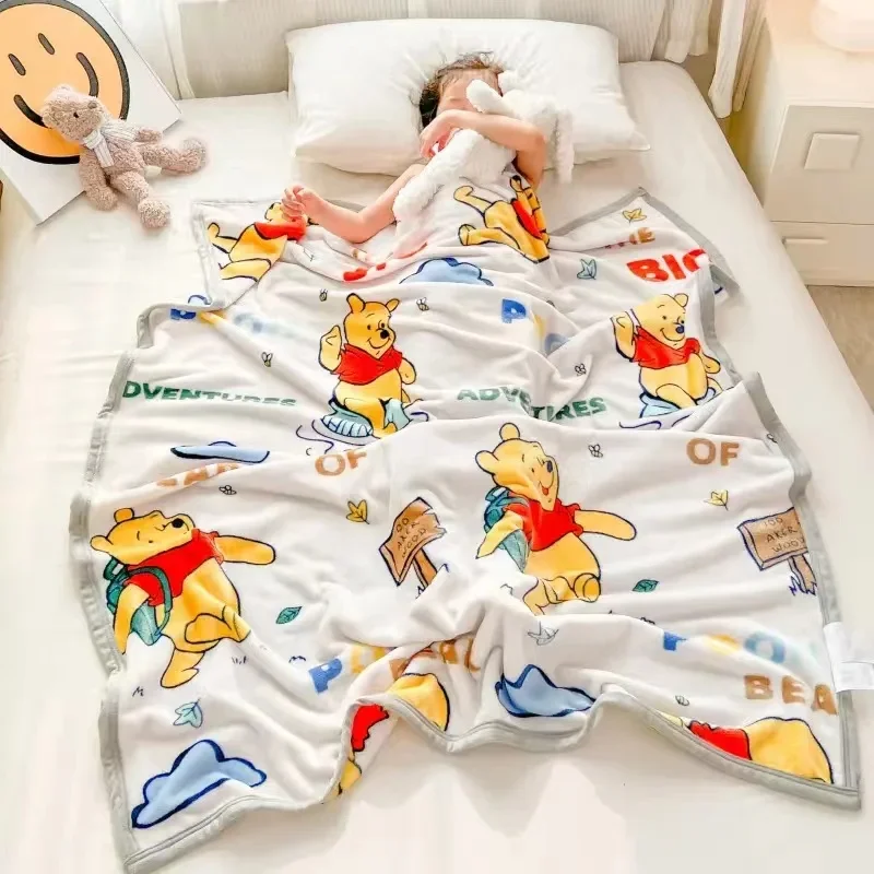 Disney Baby Thickened Milk Velvet Blankets Cartoon Mickey Winnie Pooh Boy Girl Sheets Children Student Kindergarten Nap Blanket