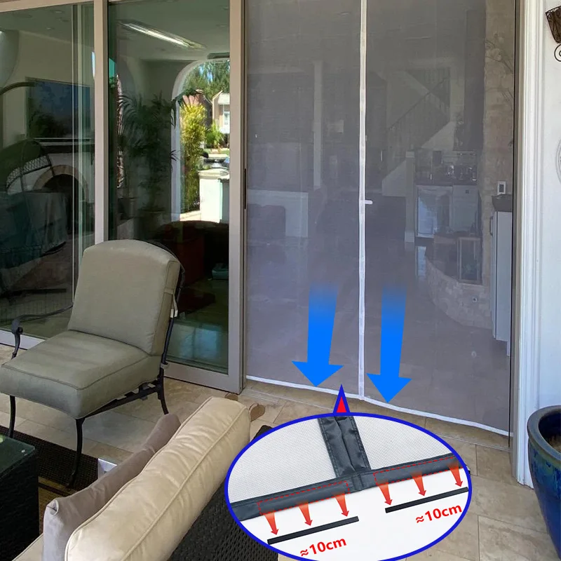 Magnetic Door Screen Mosquito Net Curtains Door Screen Automatic Closing Fiberglass Invisible Mosquito Proof Net Custom Sized