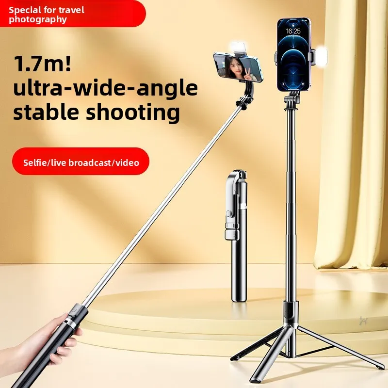 1.7M Portable Adjustable Fill Light Selfie Stick Tripod with Bluetooth Remote for iPhone Perfect for Photography Videography