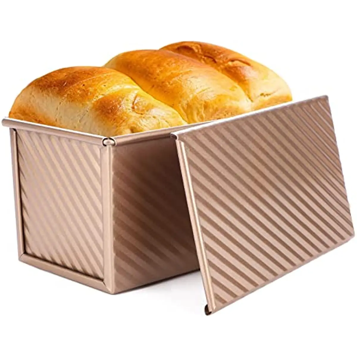 Pullman Bread Pan with Lid, Nonstick Baking Pan for Toasting, Baking Tools with Lid, Bread Mould, Gold