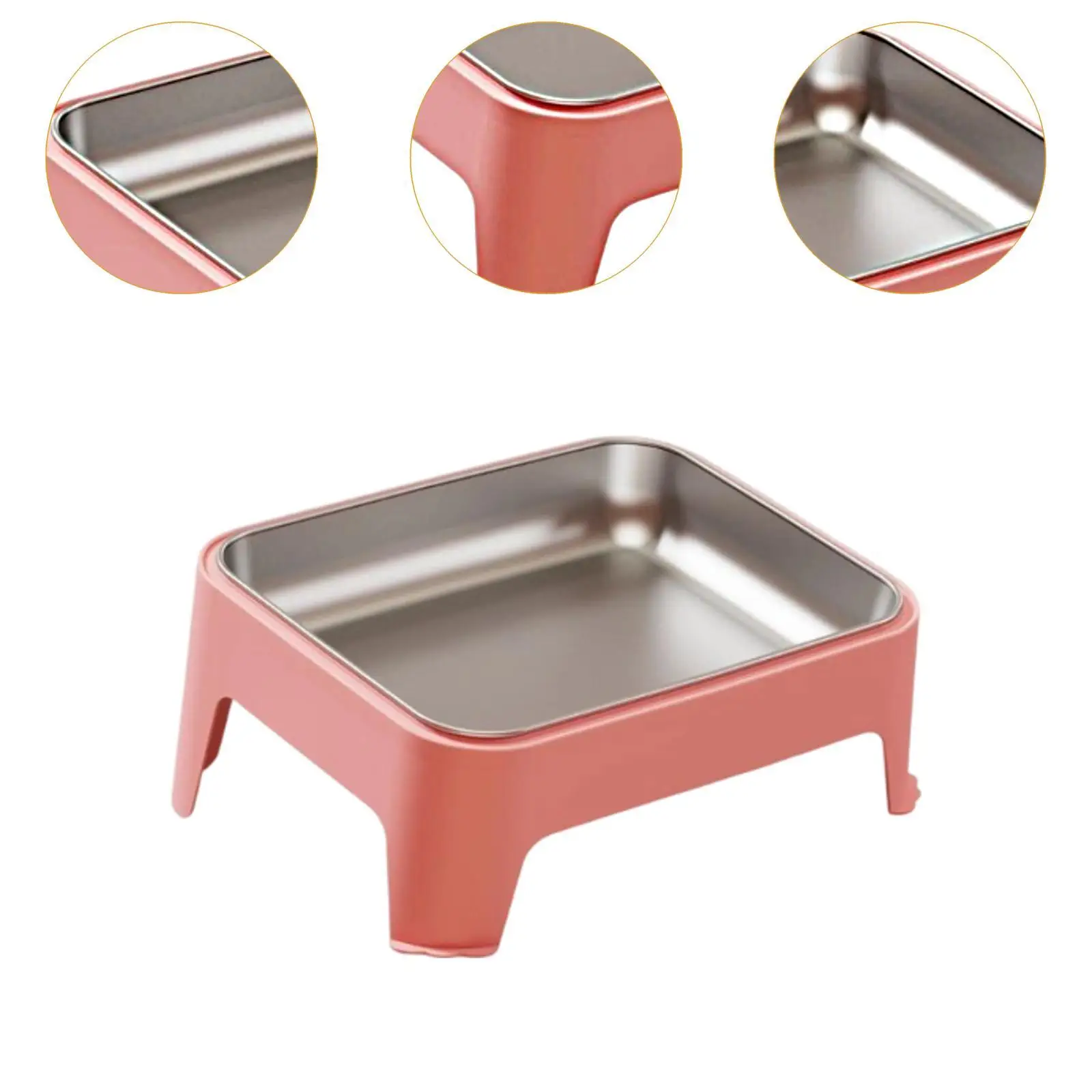 Raised Dog Food Bowl Stainless Steel Pet Feeding Container Large Capacity Stable Base for Dogs and Cats