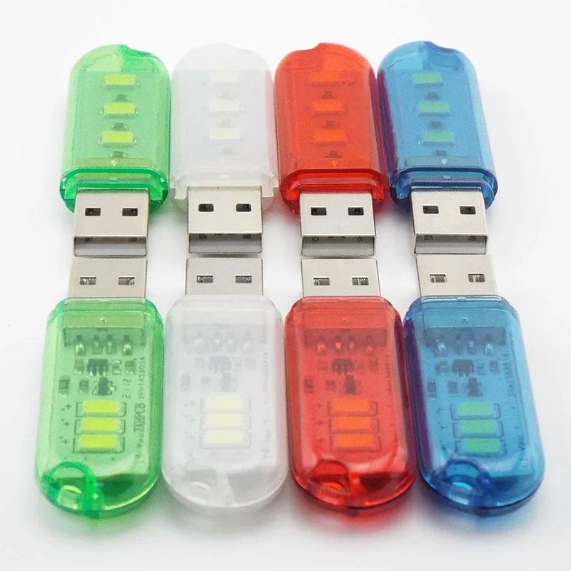 USB LED Night Lights DC5V USB 3LED Mini Book Light 1.5W Desk Reading Lamp for Laptop Notebook J17