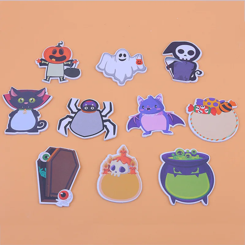 200Pages Halloween Theme Memo Pads Set Sticky Notes Stationery Label Notepad Self-Adhesive Refrigerator Memo Book Party Uses New