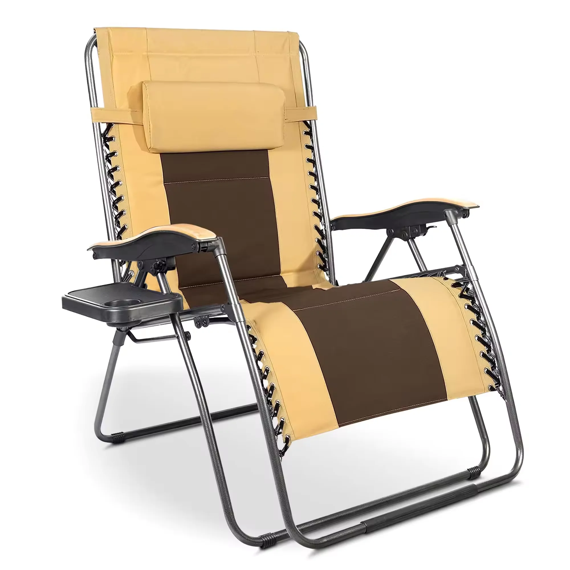 

Outdoor Camping Zero Gravity Premium Lounge Chair Soft Cushion Seat Mesh Backrest Pillow Cup Holder Sports Field Lawn Chair