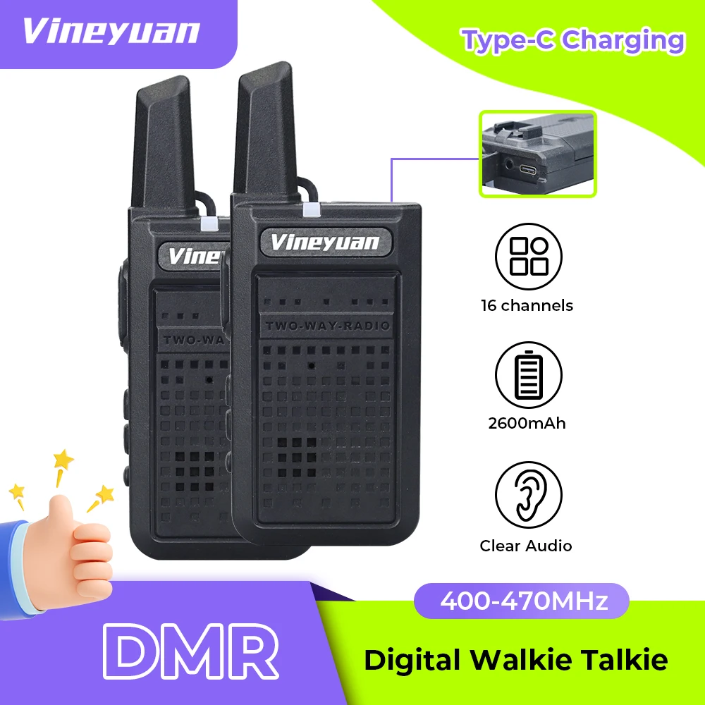 2pcs-dmr-digital-walkie‑talkies-handheld-two-way-radio16ch-400‑470mhz-2600mah-type‑c-rechargeable-transceiver-clear-sound