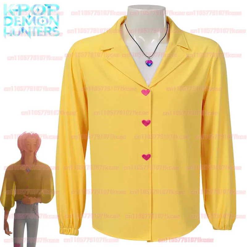 Halloween-Kostüm für Kinder, Film, K-Pop, Saja, Jungen, Romantik, Cosplay-Kostüm, gelbes Hemd, Halloween-Party, V-Ausschnitt, Langarm-Shirt