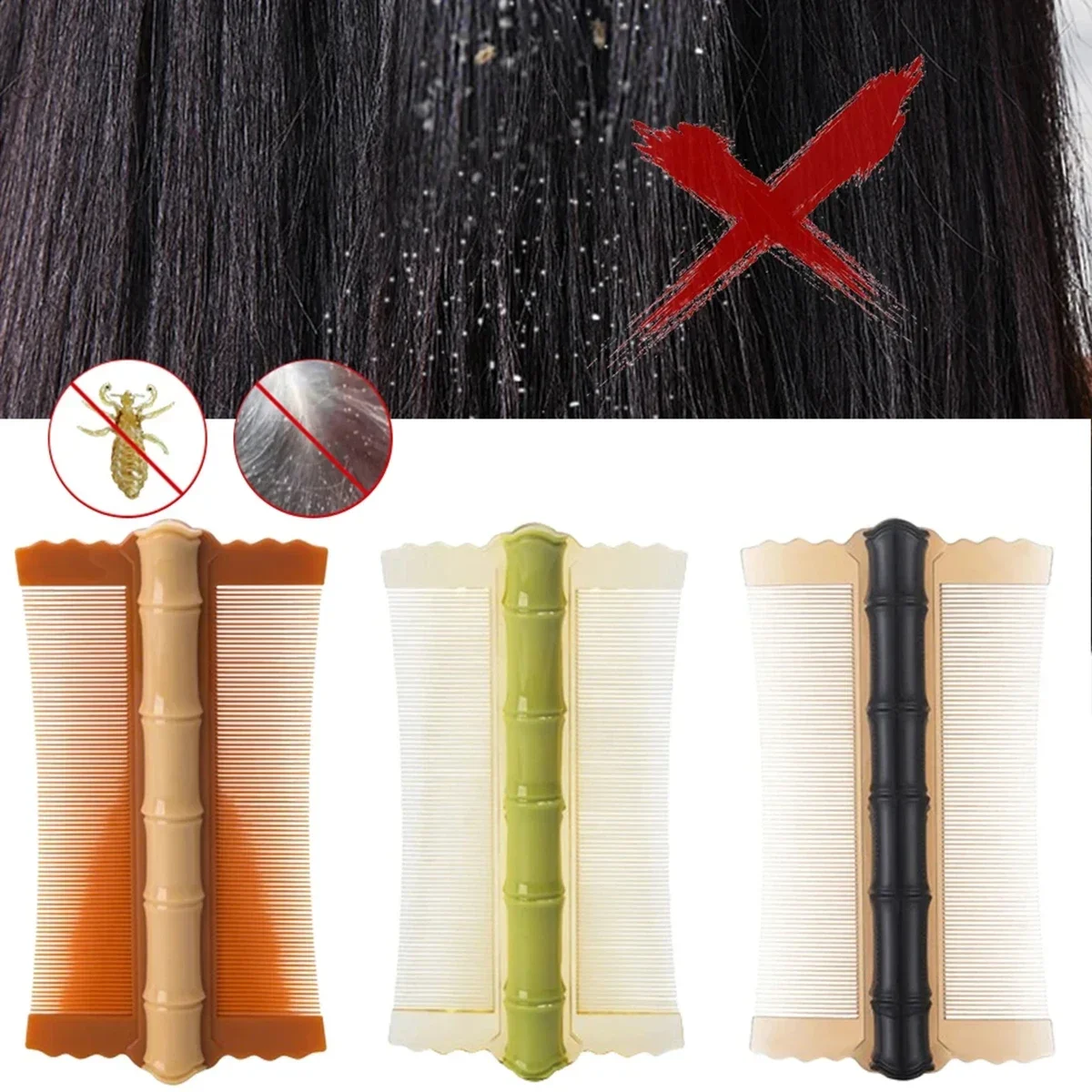 

Effectively Removing Lice And Dandruff Cleaning Bamboo Comb Ultra Dense Toothed Double-sided Lice Comb For Children And Pets
