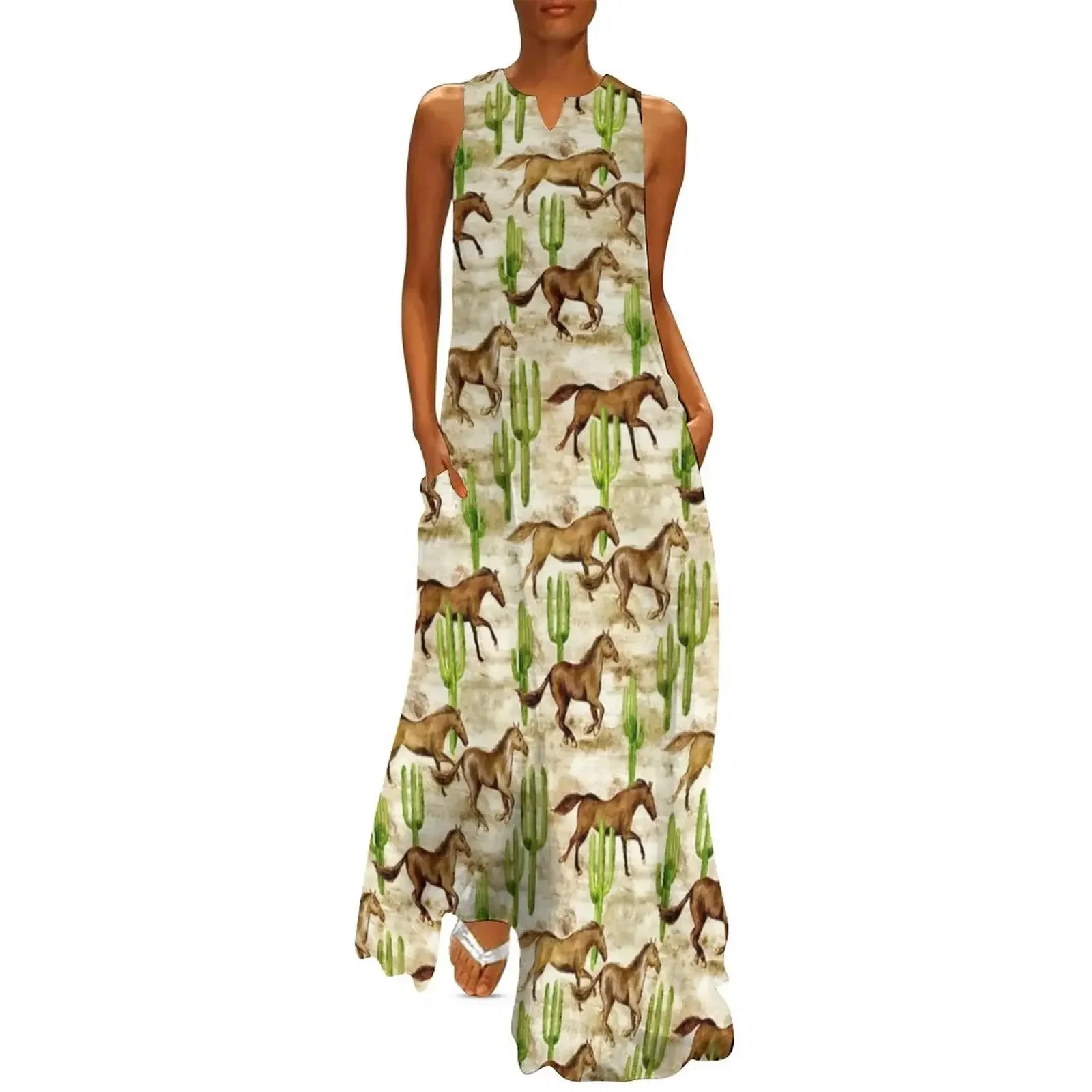 

Wild and Free - watercolor horses Long Dress elegant dresses plus sizes Woman clothing Beachwear Dress