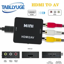 TABLLYUGE 1080P HDMI-compatible to AV RCA Converter Box HDMI2AV Adapter With USB Cable Support NTSC PAL For PC HDTV Projector