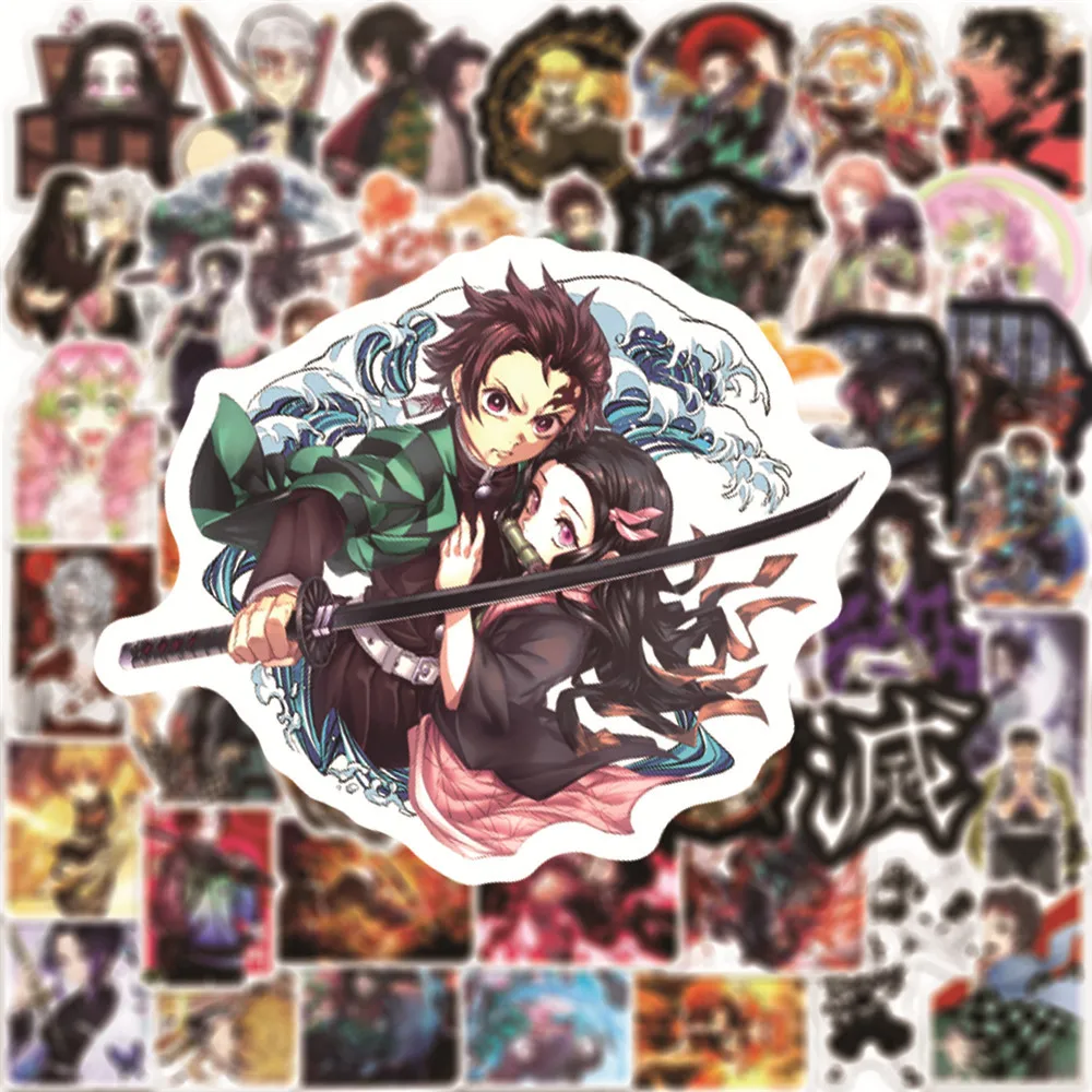 50/30/10PCS Tanjirou Nezuko Zenitsu Inosuke Giyuu Shinobu Popular Anime Graffiti Stickers Water Cup Notebook Waterproof Stickers