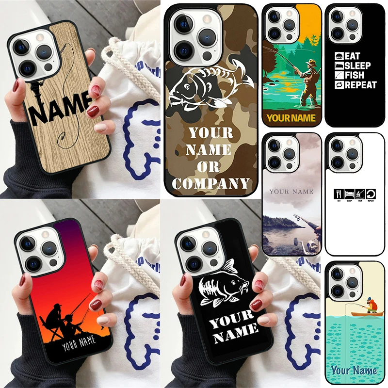 Fish Repeat Personalised Name Carp Cover For iPhone 16 13 14 15 Pro Max 12 Mini 11 15 Pro Max 7 8 Plus Max Phone Case