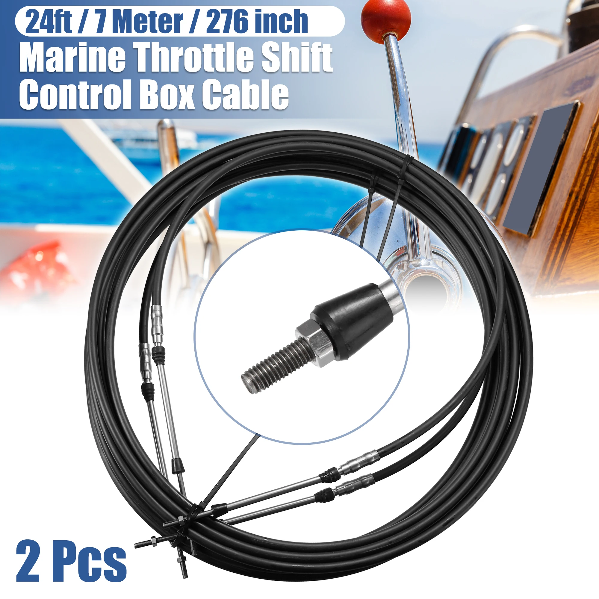 

X Autohaux 1/2pcs 10ft 13ft 16ft 20ft 24ft Marine Throttle Cable 3300/33C Throttle Shift Remote Engine Boat Motor Control Cable