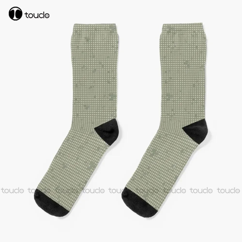 

Desert Night 1991 Camouflage Natural And Green Check And Mini Blotch Grid Camo Print socks