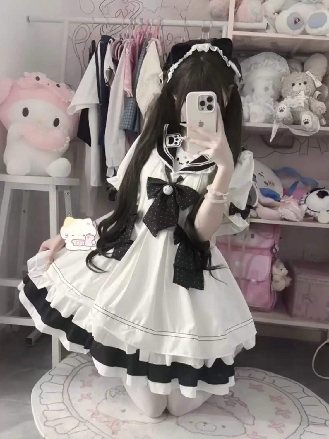 秋の和菓子ロリータエレガントミニドレス女性 Y2k プリンセスかわいいリボンデザインドレス女性シックな韓国人気の服