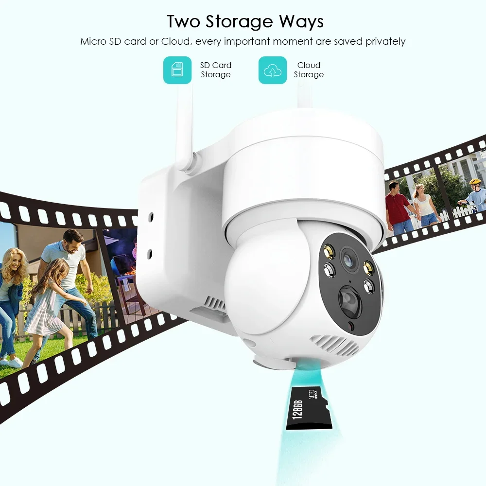4MP Solar Camera  Wireless WIFI CCTV Security Camera Outdoor Solar Panel Charged Camera With Rechargeable Battery  PTZ IP Camera
