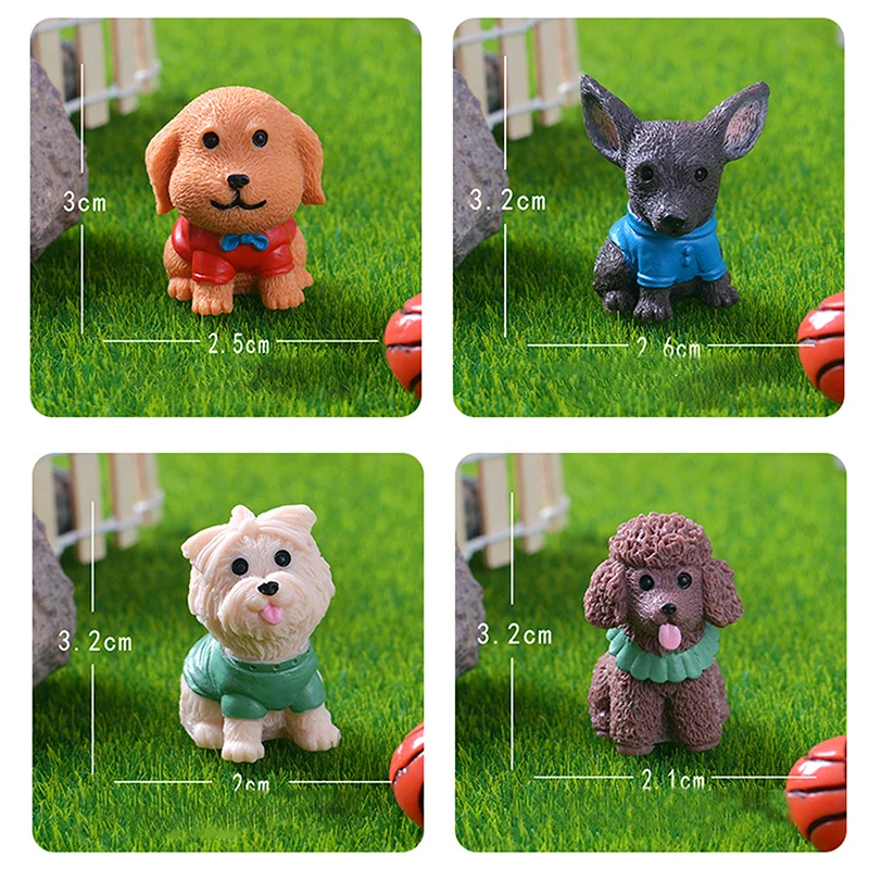1PCS Miniature Dog Figurines Miniature Terrarium Crafts Realistic Animals Dogs For DIY Micro Landscape Fairy Garden Accessories