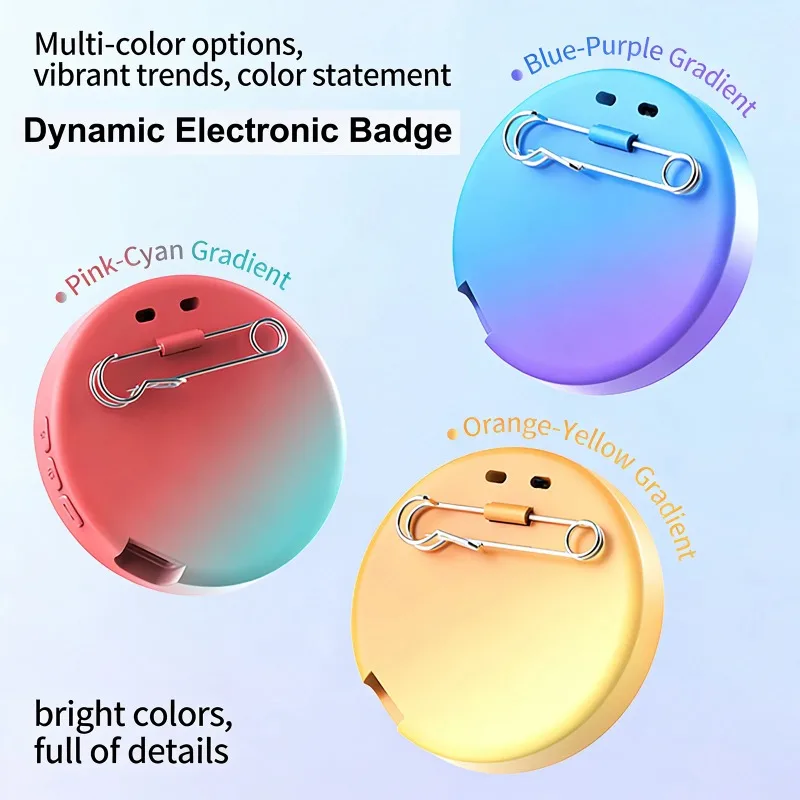 BT5.4 Electronic Anime E-Badge USB-C Charging Dynamic Smart Display Screen Animation Gradual Change Badge Gift for Friends