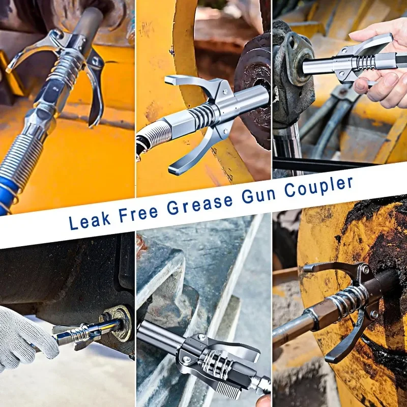 1/3pcs Grease Gun Coupler 10000psi High Pressure Grease Gun Tip with Dual Handles Suitable for Automobiles,Ships,Farm Machinery