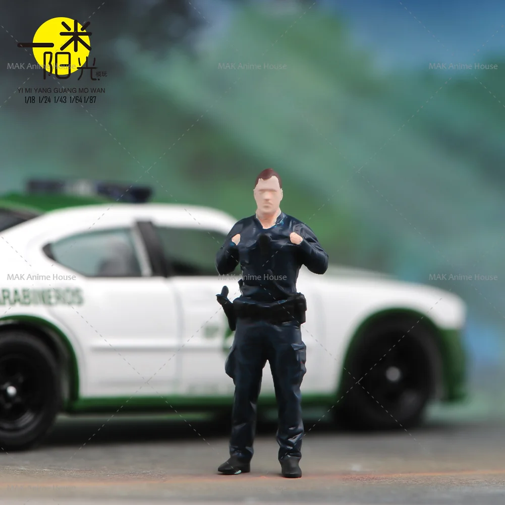 Printed Miniatures 1/64 The Police A man in a suit is chasing after him with a gun Figure Doll Model Scene Decoration Car Toys